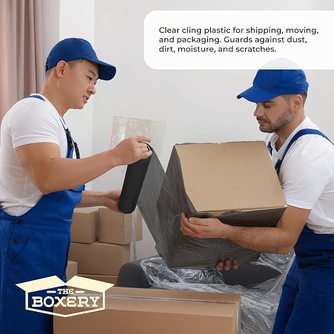 The Boxery- 18''X1500' Per Roll Stretch Wrap (Black)-4 Rolls/6000 Feet Total (75 Gauge) Heavy Duty, Stretch Wrap Film Black Cling Plastic for Shipping, Moving and Packaging