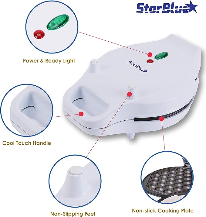 Hong Kong Egg Waffle Maker by StarBlue with BONUS recipe e-book - Make Hong Kong Style Bubble Egg Waffle in 5 minutes AC 120V, 60Hz 760W