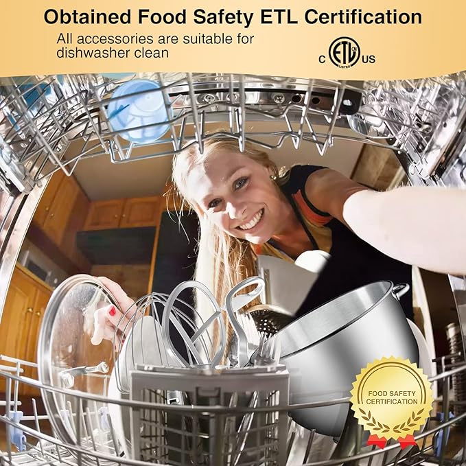 Stand Mixer, 6.5 Qt 660W, 6-Speed Tilt-Head Food Dough Mixer, Kitchen Electric Mixer with Stainless Steel Bowl,Dough Hook,Whisk, Beater, Egg white separator (6.5-QT, Black)