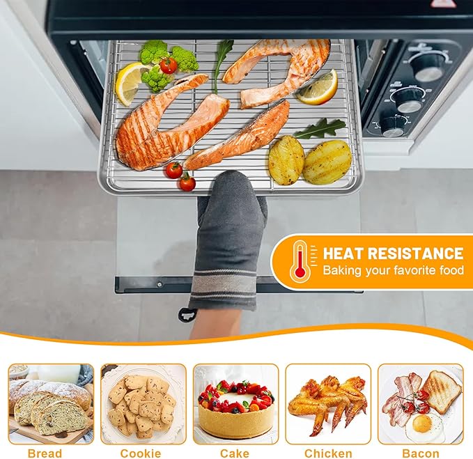 TeamFar Cooling Rack, 11.7” x 9” Stainless Steel Wire Baking Rack for Cooking Roasting Grilling, Fit for Oven Pan, Oven & Dishwasher Safe, Non-toxic & Heavy-Duty, 2PCS