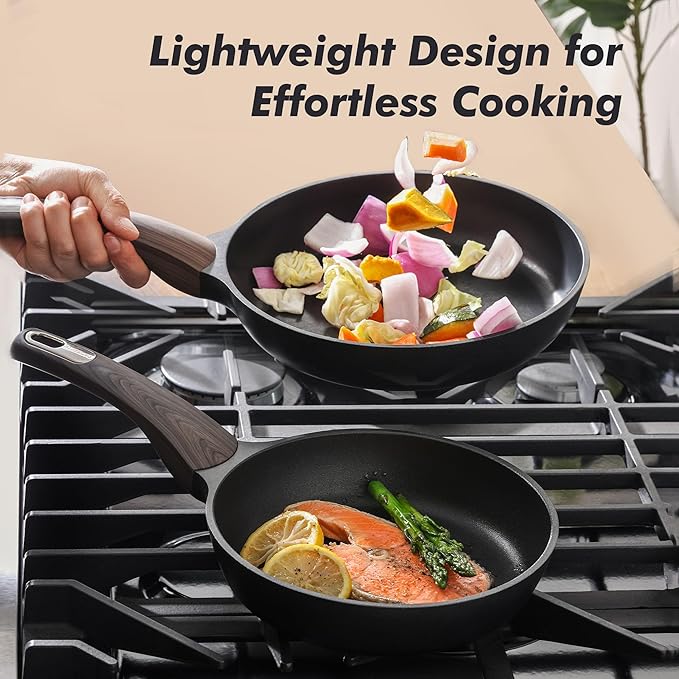 SENSARTE Nonstick Frying Pan Skillet 8Inch Non Stick Egg Pan Omelette Pans, Healthy Kitchen Cooking Chef's Pan, Free of Intentionally Added PFOA/PFOS, Induction Compatible, Black