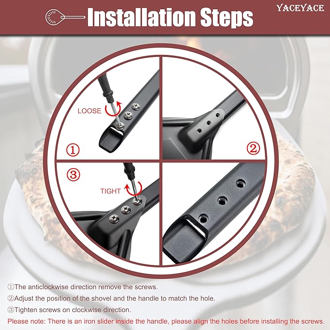 Pizza Turner, 8-inch Black Metal Pizza Turning Peel, Aluminum Turning Peel