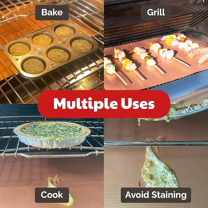 Cooks Innovations Non-Stick Oven Protector Mat - Heavy Duty Nonstick Oven Rack Liners to Protect Convection, Electric, Gas, & Microwave Ovens - BPA & PFOA Free Heat Resistant Baking Mat