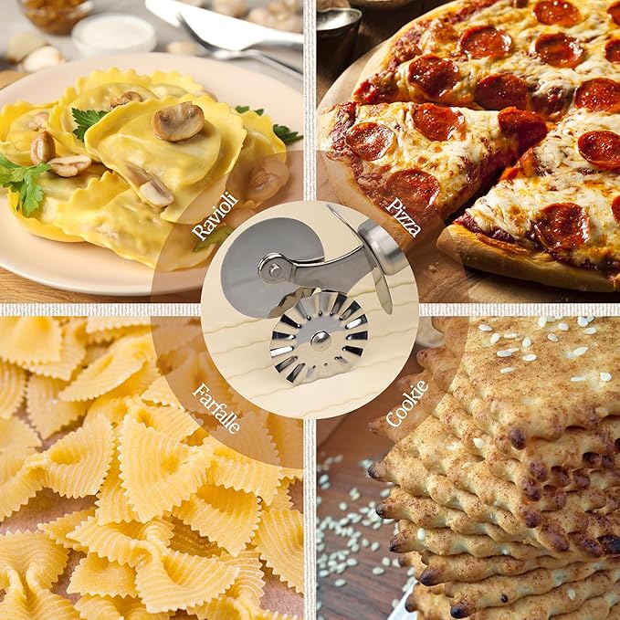 Pastry Cutter Double Wheel - Exquisite Wooden Handle, Perfect for Pasta, Pizza, Ravioli, Cookie - Enhance Your Culinary Artistry