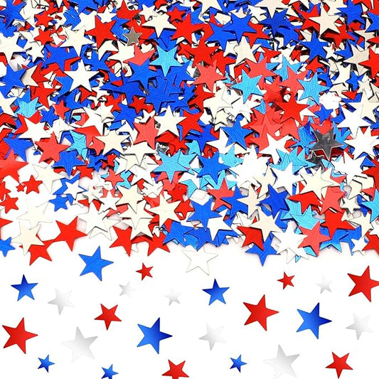 MARFOREVER 4th of July Confetti, Red White and Blue Confetti Table Decorations Glitter Patriotic Scatter Independence Day Star Sprinkles for Fourth of July Memorial Day Party Supplies
