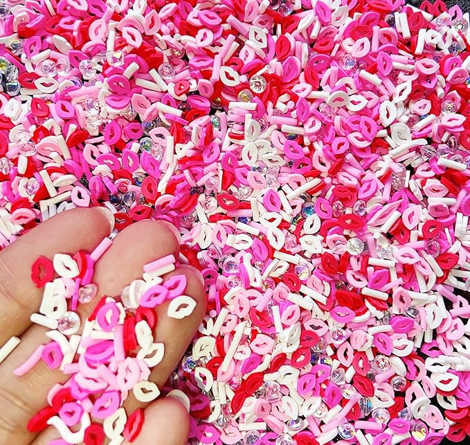 EHOPE Fake Sprinkles Resin Sprinkles Fake Candy Sprinkles Clay Sprinkles Polymer Sprinkles Polymer Clay Slices for Nail Art DIY Crafts Cake Phone Case(40G-Sugar granules+Lips-17)