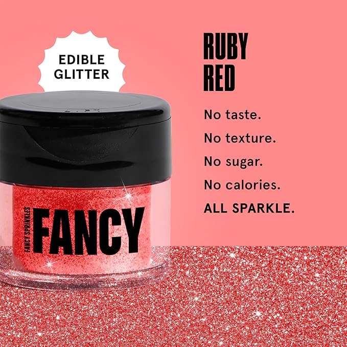 Fancy Sprinkles Ruby Red Premium Edible Glitter, 100% Edible Glitter for Sparkling Food & Drinks No Taste or Texture (4gm)