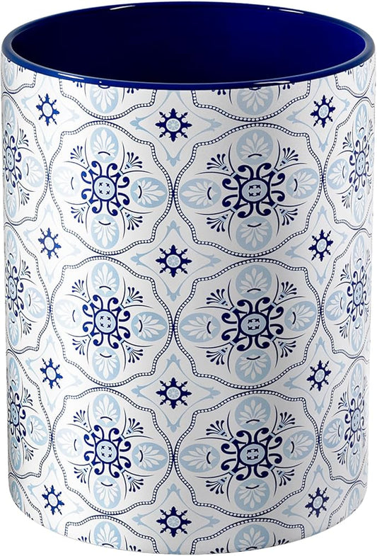 Ceramic Kitchen Utensil Holder for Countertop, Large Mediterranean Utensil Crock ,Navy Blue