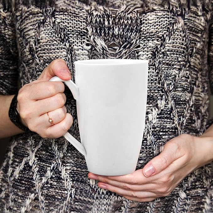 amhomel Porcelain Tea Mug with Infuser and Lid, 16 Ounce Ceramic Tea Cup for Loose Leaf, Coffee, Cocoa and Milk, Tea Gift for Tea Lovers, Set of 2(White)