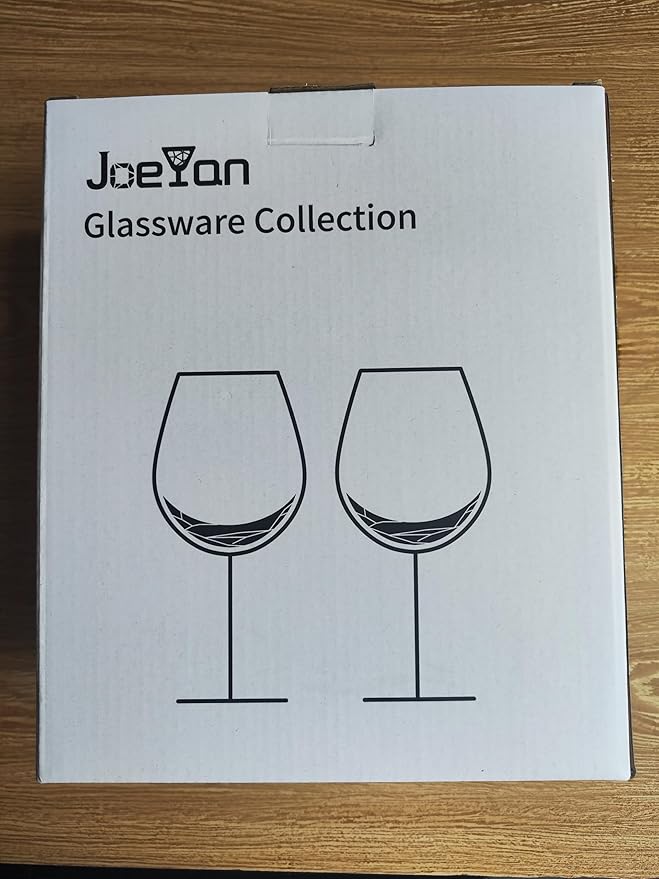 Joeyan Handmade Blue Crackle Wine Glasses,Large Crystal Burgundy Wine Glass Cup with Stem,Red White Wine Goblet Tumbler,Aesthetics Glassware Collection,Set of 2,21 oz