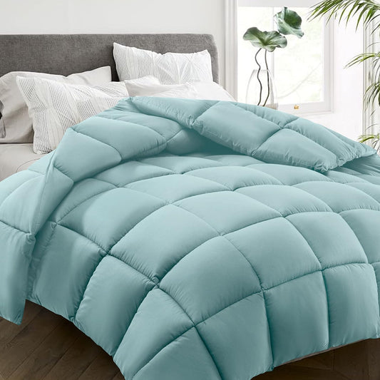 HYLEORY All Season King Size Bed Comforter - Cooling Down Alternative Quilted Duvet Insert with Corner Tabs - Winter Warm - Machine Washable - Turquoise