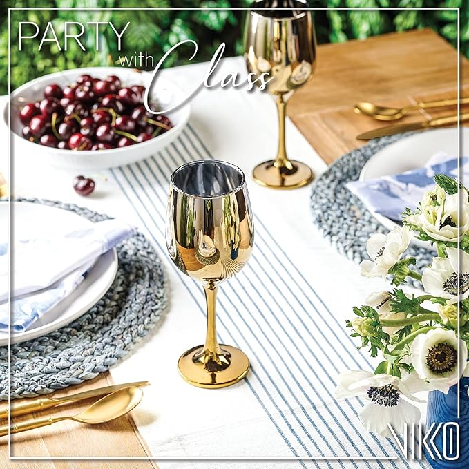 Vikko Décor Wine Glasses, 14 Oz Fancy Wine Glass With Stem For Red And White Wine, Thick And Durable Wine Glass, Dishwasher Safe, Great For Wine Tasting, Set Of 6