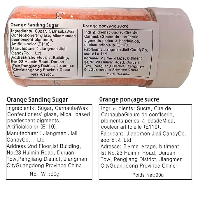 Sentovac Orange Sanding Sugar for Baking Edible Sparkling Sugar Sprinkles Coarse Sugar Crystals for Baking Topping Cake Cookie Cupcake Topper Ice Cream Decoration Supplies 3.2 OZ