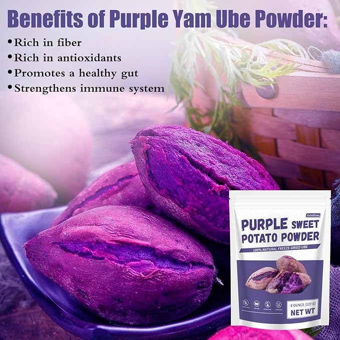 NutraBloom Purple Sweet Potato Powder, 8 Oz, Natural Food Coloring, Ube Powder, Rich Anthocyanin Superfood for Baking, Smoothies