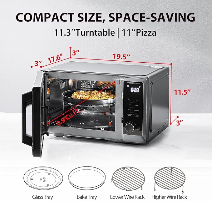 TOSHIBA Inverter Countertop Microwave Oven Air Fryer Combo MASTER Series, Broil, Convection, Speedy Combi, Even Defrost 11.3'' Turntable Sound On/Off, 27 Auto Menu&47 Recipes
