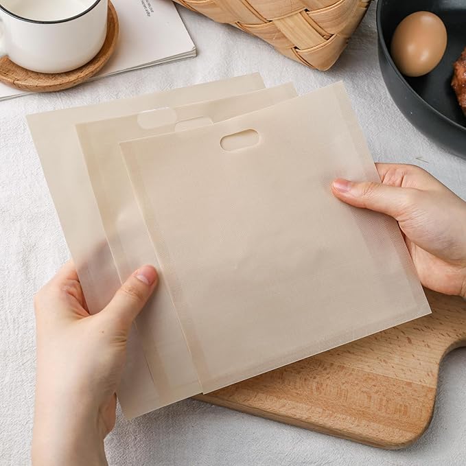 VGOODALL 12 Pack Reusable Toaster Bags, 3 Sizes Non Stick Heat Resistant Sandwich Bags Easy to Clean for Grilled Cheese Sandwiches