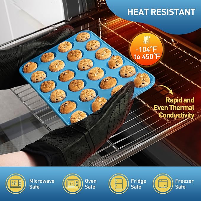 2 Pack 24 Cups Mini Muffin Pan with Metal Reinforced Frame Silicone Molds Baking Pans Molde Silicona Para Reposteria Tart Pans for Baking Mini Moldes Para Pasteles Molde Para Flan