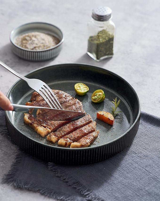 famiware Star 7.5" Pasta Bowls Set, Salad Bowl Set of 4, Double Reactive Glaze, Stackable, Ideal for Your Friend for Housewarming, Festivals, Deep Forest