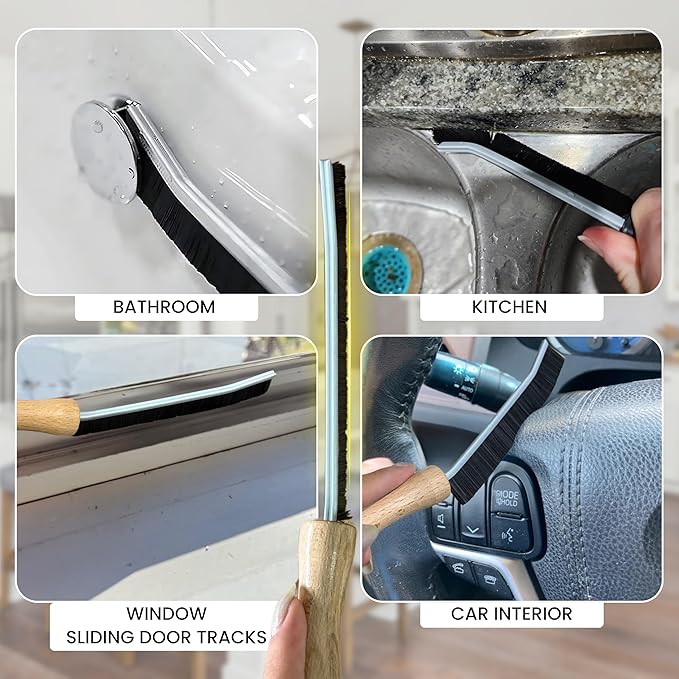 Crevice Cleaning Brush - Grout Scrub Brush, House Cleaning Supplies, Gap Cleaning Tools, Home Essentials, Gifts for Women Men, Hard Bristle Crevice Cleaner Brush for Household Use, Bathroom (3PCS)