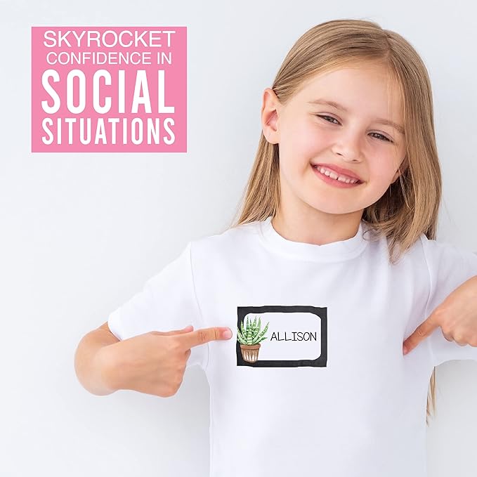 Name Tags Sticker - 56 Nametags for Classroom, Name Tag Stickers for Kids, Adhesive Classroom Labels for Teachers, Nametags Sticker for Clothes, Decorative Labels, Cactus Cubby Tags