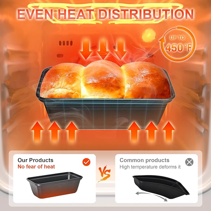 HONGBAKE 6 Pack Mini Loaf Pan for Baking Bread, 6 x 3.3 x 2 Inches Nonstick Small Banana Bread Tins Set for Homemade,Tiny Carbon Steel Meatloaf Pan - Dark Grey