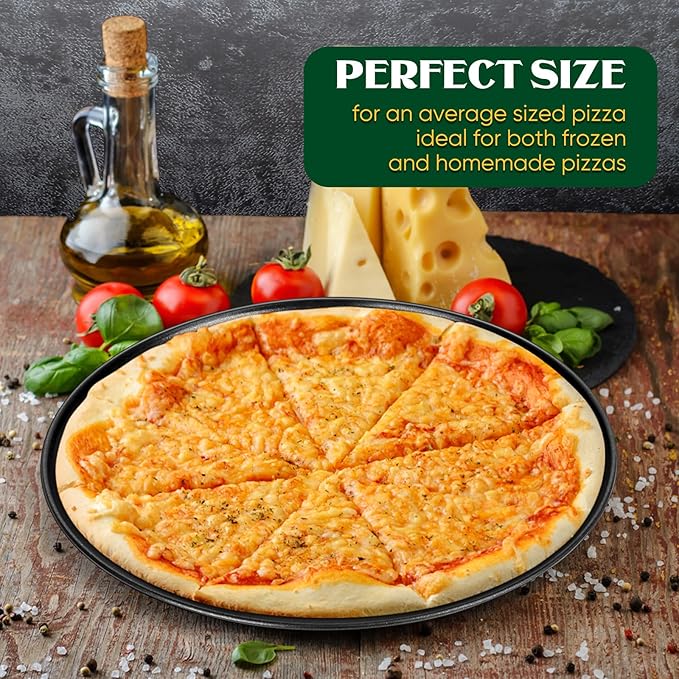 E-far 12 Inch Pizza Pan Set of 2, Nonstick Pizza Pie Pan Tray Platter, Metal Round Baking Sheet Cooking Pan for Oven, Durable & Stainless Steel Core