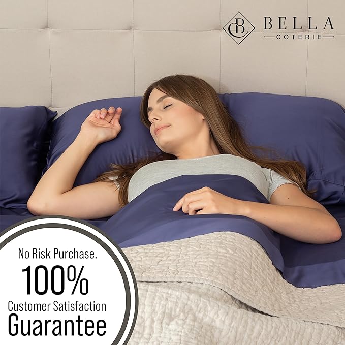 Bella Coterie Luxury Bamboo Viscose Split King Size Sheet Set | 100% Organically Grown | Ultra Soft | Cooling for Hot Sleepers | 18" Deep Pocket [Twilight Blue]