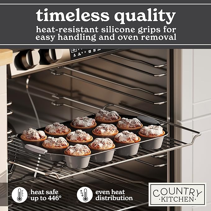 Country Kitchen Nonstick Stackable Bakeware Set - Heavy Duty, Durable, Easy Release Baking Set, Grey, 10 Pcs