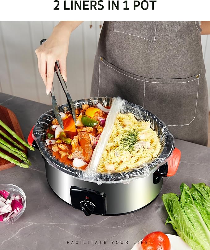 Syntus Slow Cooker Liners, 60 Count Cooking Bags Extra Large Size Disposable Pot Liners Plastic Bags, Fit 6QT to 10QT for Slow Cooker Cooking Trays, 14"x 22", 60 Liners