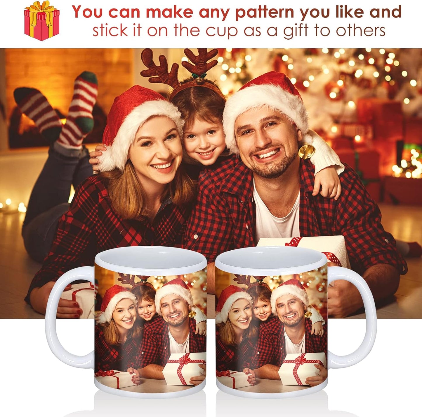 Sublimation Mugs, 12Pcs Coffee Mugs Blank White Ceramic Coffee Mug Set Sublimation Cups 11 oz Christmas Coffee Mug for Hot Chocolate Latte Tea Milk DIY Products
