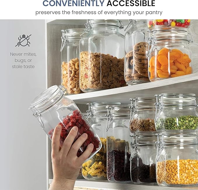 Bormioli Rocco SYNCHKG114546 Fido Clear Glass Jar with 85 mm Gasket , 0.75 Liter (Pack of 2)