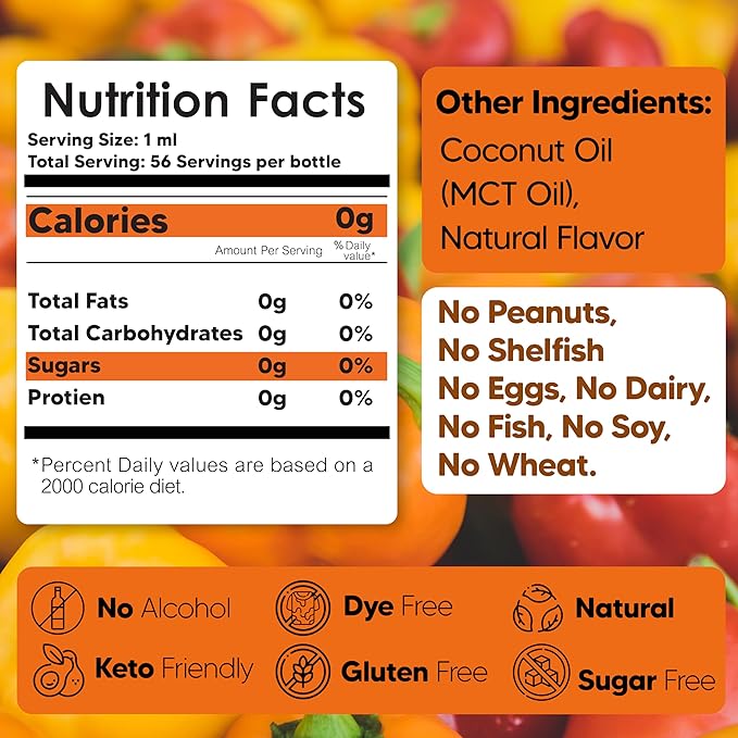 Dolce Flav Natural Habanero Extract (Oil-Soluble) 8 oz – Kosher, Sugar-Free, Concentrated Spicy Habanero Flavoring for Savory Dishes, Sauces & Confections, Includes Measured Dropper