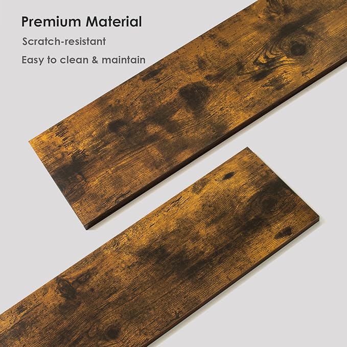 DINZI LVJ Long Wall Shelves, 47.3 Inch Large Floating Shelves Set of 2, Wide Display Shelf Wall Mounted with Brackets, Easy Hanging for Living Room, Toilet, Office, Bedroom, Rustic Brown