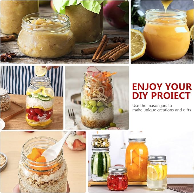 12 oz Glass Mason Jar, 20 Pack 360ml Canning Jars with Regular Mouth Lids, Glass Jars Storage Containers for Overnight Oats, Jam, Jelly, Honey, Beans, Spice, Wedding Party Favors, Shower Favors