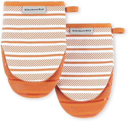 KitchenAid Albany Mini Oven Mitt 2-Pack Set, Honey, 5.5"x8"