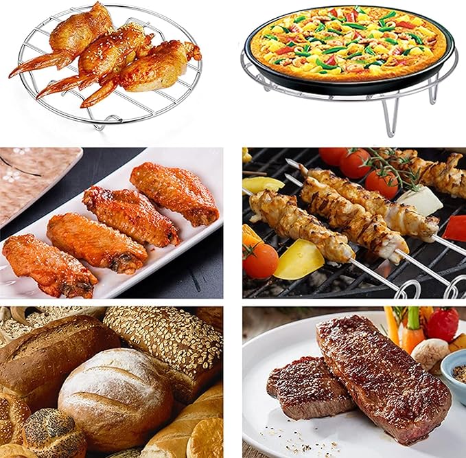 9" Round Cooking Rack Versatile Stainless Steel Grid Grill Steamer Rack, Fits Air Fryer Pot Pressure Cooker Canning