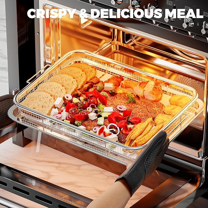 Air Fryer Basket for Oven, Air Fryer Basket and Stainless Steel Baking Tray Pant Oven Air Fryer Pan Rack for Cooking Baking Dishwasher and Broiling (18.7"x12.8")