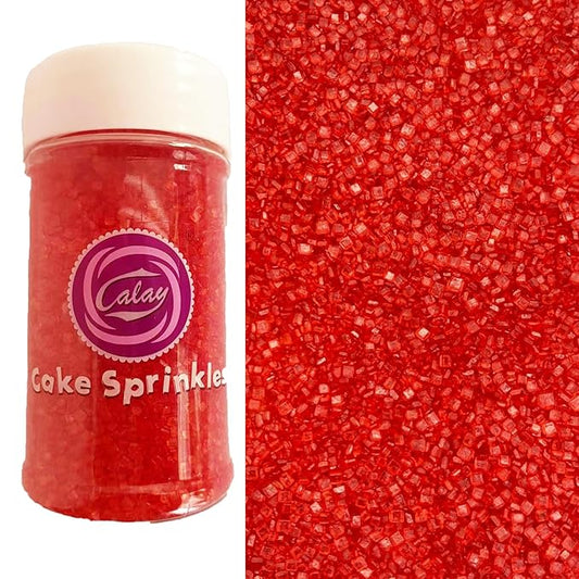 Sentovac Red Sanding Sugar for Baking Edible Sparkling Sugar Sprinkles Coarse Sugar Crystals for Baking Topping Cake Cookie Cupcake Topper Ice Cream Decoration Supplies 3.2 OZ