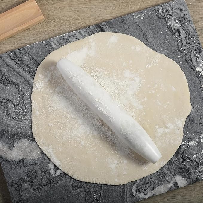 Koville African Natural Marble French Rolling Pin, 12inch Non-Stick Rolling Pin for Baking, Dough Roller for Pasta, Dumpling, Fondant, Pie, Bread, Pizza, Kitchen Baking Tools(Namib Fantasy)