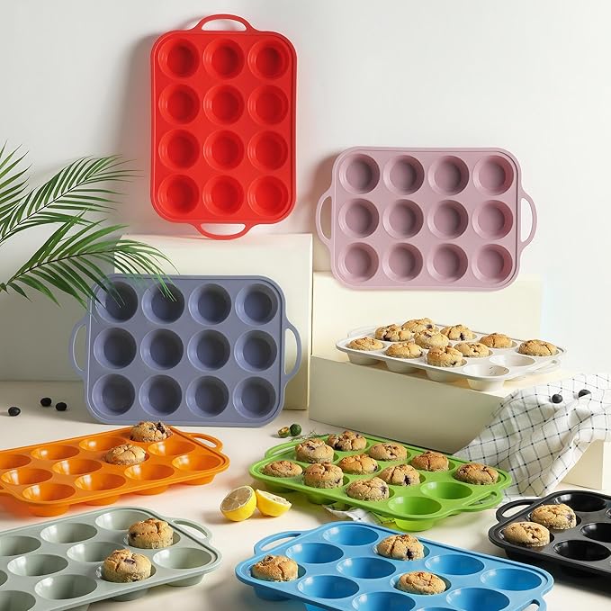 12 Cups Silicone Muffin Pan with Metal Reinforced Frame Cupcake Pan Tray Egg Molds Parents Stepdad Pawpaw Who Want Nothing Everything Future Groom Bride Law Christmas Xmas Happy Birthday Gifts Ideal