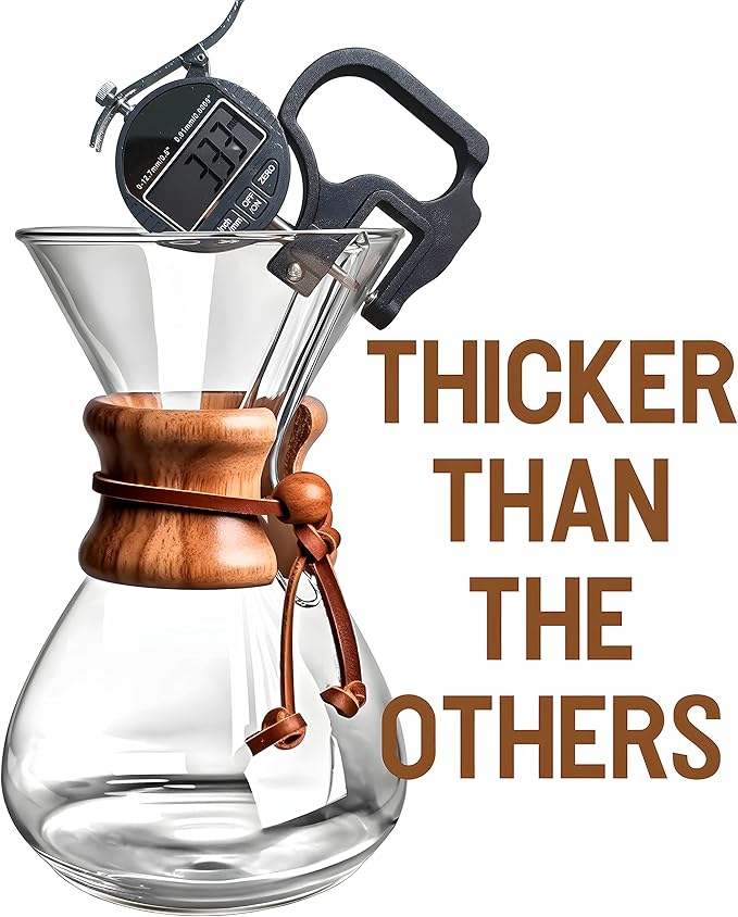 AGOGO Pour Over Coffee Maker Glass - 6/8/10 Cup Barista Kit with 304 Stainless Filter for Home, Office, Camping, Cafes - Easy Clean Coffee Dripper Set (Rag&Brush Included) (10 Cup/34oz)