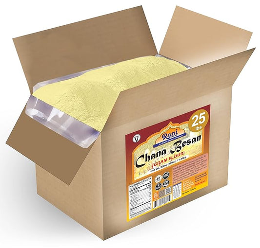 Rani Chana Besan (Chickpeas Flour, Gram) 400oz (25lbs) 11.36kg Bulk Box ~ All Natural | Vegan | Gluten Friendly | NON-GMO | Kosher | Indian Origin