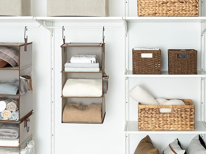 StorageWorks Large Rectangular Wicker Basket, Water Hyacinth Storage Basket with Built-in Handles, 1 Pack