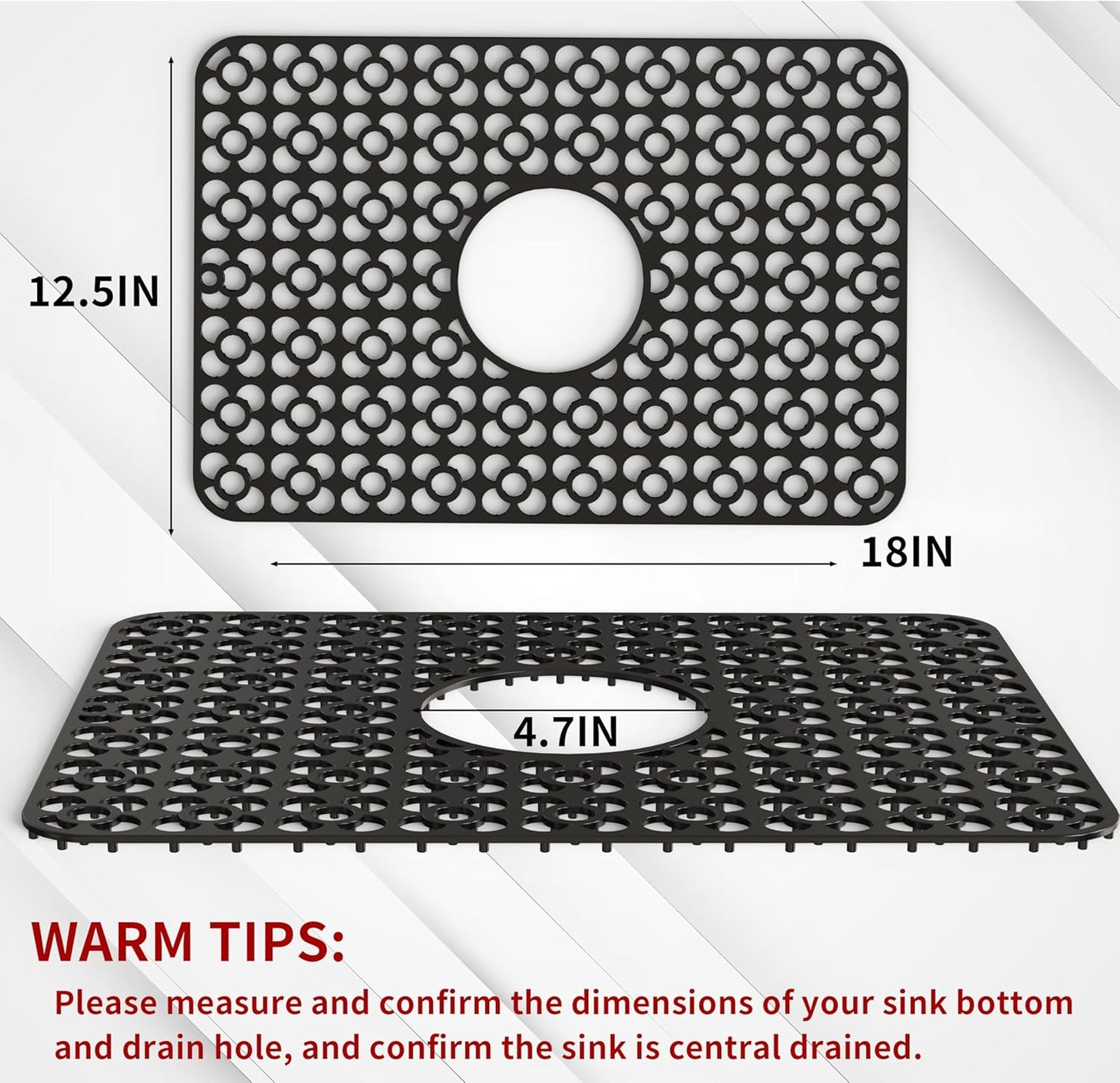 WAFT YEARN Sink Mats Sink Protectors Dish Racks Dishwasher Safe Grid Mats for Kitchen Sink Silicone Protect Sink from Stains Damage Scratches Non Slip Heat Resistant Rust Resistant 18"X12.5" Black