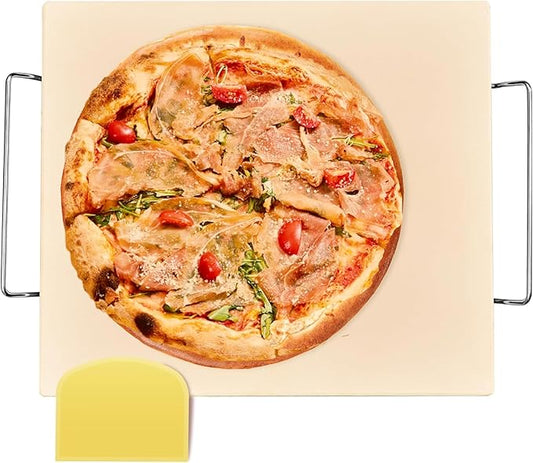 18 Inch Pizza Stone, 16x18 inch Stone for oven and grill - Durable Ceramic Pizza Stone, Heat Resistant up to 1,472°F, Perfect for Homemade Pizza, Bread and More