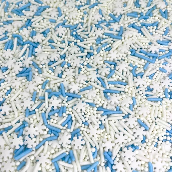 Manvscakes, Natural Sprinkles, No Artificial Dyes, Snowflake Edible Sprinkles, Holiday Cake Decorations, Dessert, Cookies, 3 ounces, Christmas Sprinkles, Winter Baking, Gluten Free, Blue Sprinkle