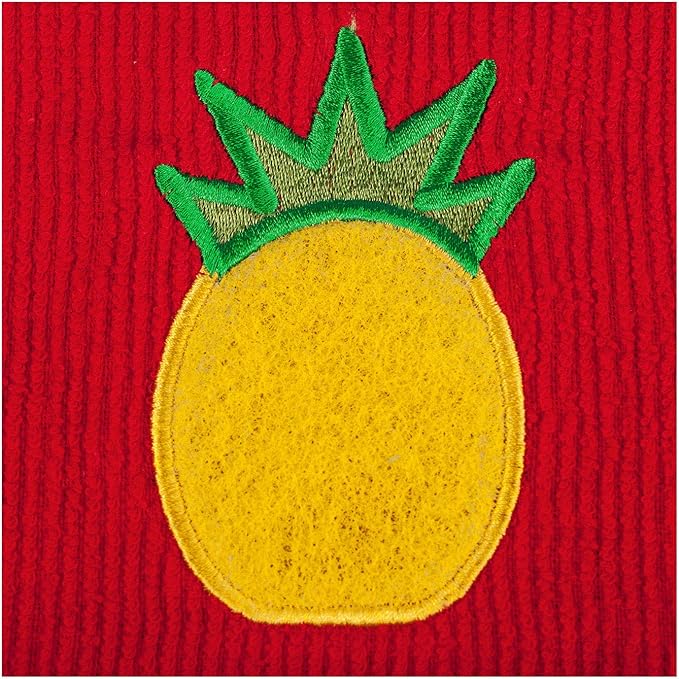 MÜkitchen SCRUBSY 100% Cotton Kitchen Dish Cloth with Built in Scrubber | Various Designs and Super Absorbant (Pineapple)
