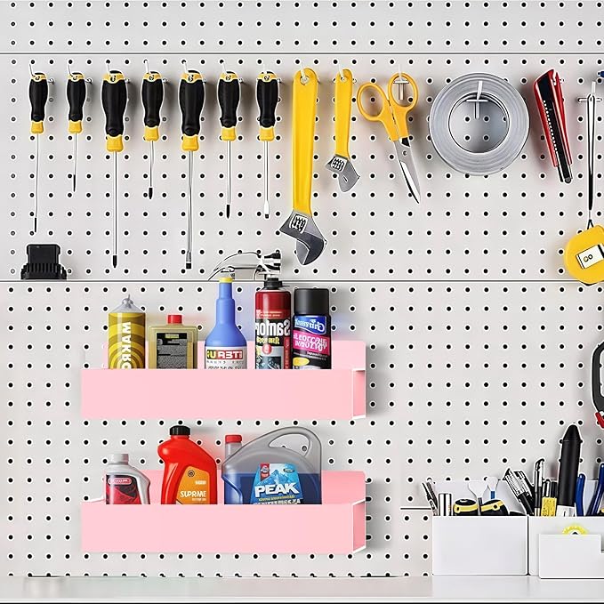 Magnetic Spice Rack Organizer for Fridge Seasoning Organizer for Kitchen Storage With Screw Magnetic Shelf for Oven, RV,Garage,Bathroom (Pink, 4pack)