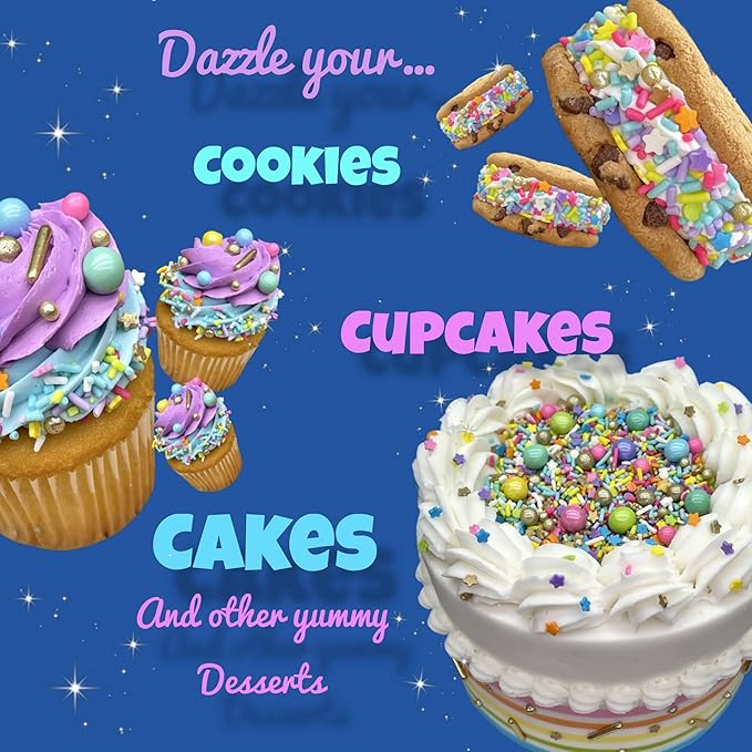 Manvscakes, pink sprinkles, valentines, cake sprinkles, gluten free, cookies, chocolate, fondant, princess topping, ice cream, edible, dessert decoration (Rainbow)