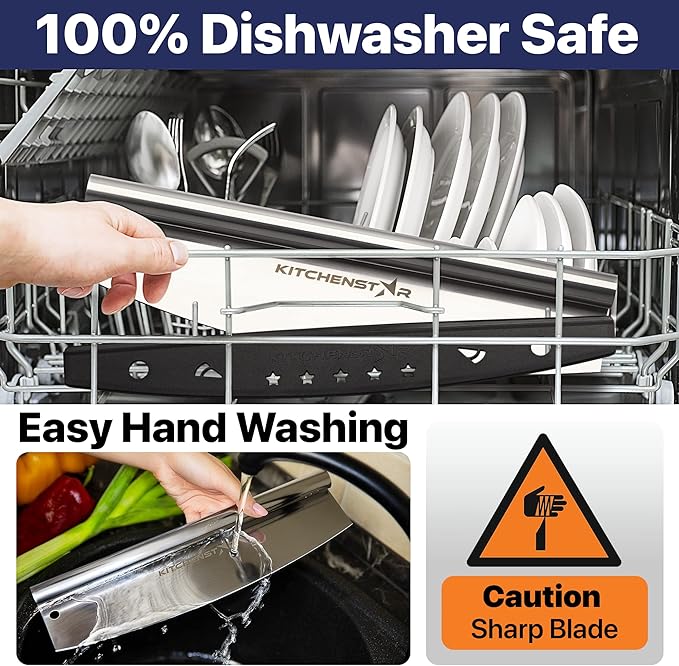 KitchenStar 14-Inch Pizza Cutter Rocker Blade - Sharp Stainless Steel Slicer Knife, Protective Cover, Dishwasher Safe, Large - Professional Pizza Oven Accessories